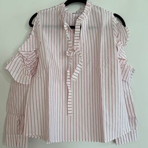 Harshman Indre Striped Cutout Blouse Large